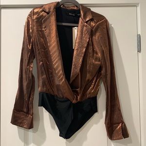 Copper metallic bodysuit